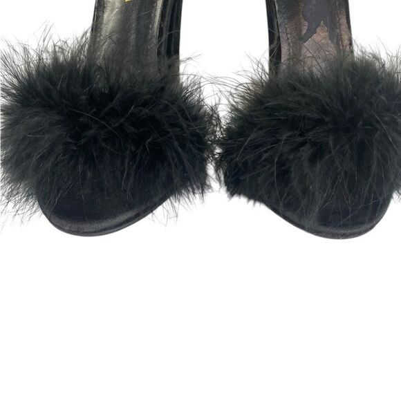 Shoe Republic LA Black Feathered Stiletto Heels sz 7 - Picture 4 of 8